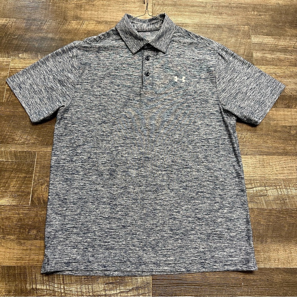 Under Armour Heathered Blue Golf Shirt Size Medium